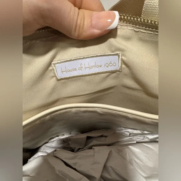 NWT House of Harlow 1960 Quilted Cream Backpack - Picture 7 of 7